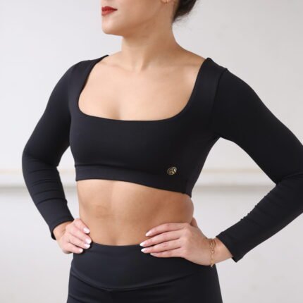 Cropped manga longa cruzado Preto