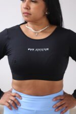 Cropped manga longa aberto Preto - Imagem 4