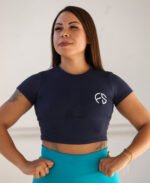 Cropped manga curta fechado Azul Marinho - Imagem 3