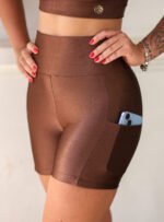 Short meia Marrom c/bolso