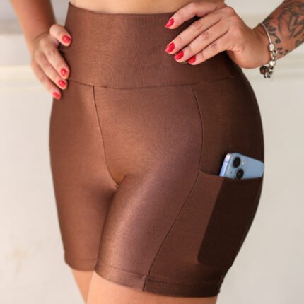Short meia Marrom c/bolso