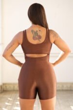 Macaquinho marrom c/bolso - Imagem 6