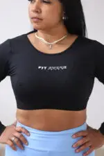 Cropped manga longa aberto Preto - Imagem 4