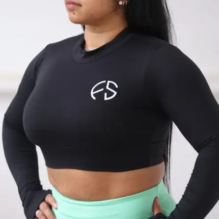 Cropped manga longa fechado Preto